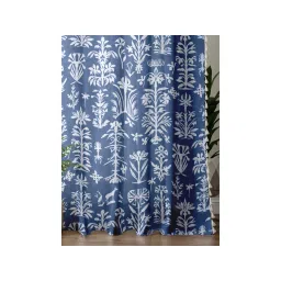 Urban Space 100% Boho Cotton Curtain with Tieback & Eyelets Twigs Indigo Blue-picture-10