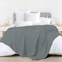 Urban Space 100% Cotton Waffle Weave Blanket, Cotton Dohar for Double Bed, Breathable & Skin Friendly All Season Blanket for Bed, Double Bed Blanket (220cm x 240cm, Cool Grey)-image-42