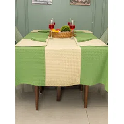 URBAN SPACE 9Pcs Green & Cream Textured Cotton Linen Sets-picture-10