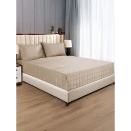 URBAN SPACE Beige & White Geometric Cotton 300 TC King Bedsheet Set-2.74 cm x 2.74 cm-picture-19