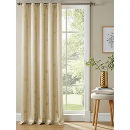 URBAN SPACE Beige & Yellow Printed Cotton Black Out Window Curtain-picture-27