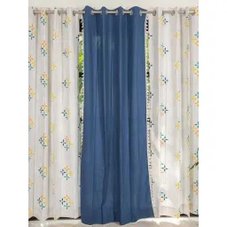 Urban Space Blue & White Cotton Door Curtains - Set of 3-picture-11