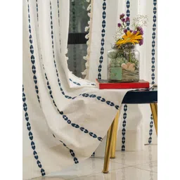 URBAN SPACE Blue & White Embroidered Long Door Curtain-picture-18