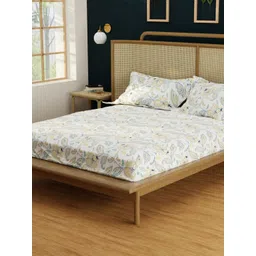 URBAN SPACE Blue & White Printed 200 TC Cotton Single Bedsheet With 1 Pillow Cover-picture-17