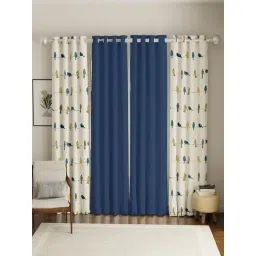 Urban Space Blue Cotton Classic Curtains for Door - Set of 4-picture-33