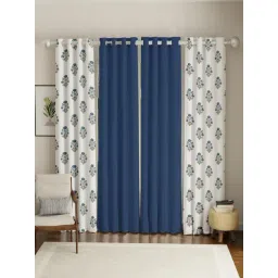 Urban Space Blue Cotton Classic Curtains for Door - Set of 4-image-16