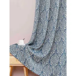 Urban Space Blue Polyester Door Curtain With Tieback & Eyelet-picture-32