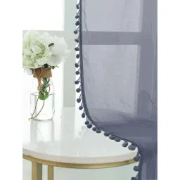 Urban Space Blue Polyester Door Curtain With Tieback & Eyelet - Set of 2-picture-10