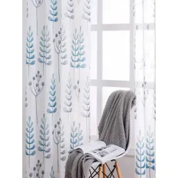 Urban Space Blue Polyester Door Curtain With Tieback & Eyelet - Set of 2-picture-45