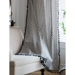 URBAN SPACE Boho Black & White Geometric Printed Cotton Window Curtain-picture-13
