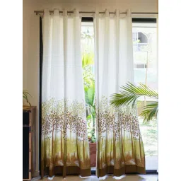 Urban Space Brown Cotton Window Curtain With Tieback & Eyelet - Set of 2-picture-46