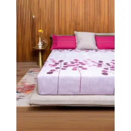 Urban Space Cotton Mars Pink 144 TC Purple Double Bed Sheet with 2 Pillow Covers-picture-34