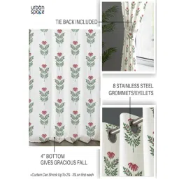 Urban Space Cotton Pink Room Darkening 8 ft Long Door With Tieback & Eyelets - Set of 2 image 3