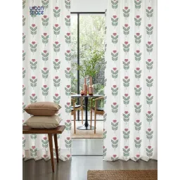 Urban Space Cotton Pink Room Darkening 8 ft Long Door With Tieback & Eyelets - Set of 2 image 1