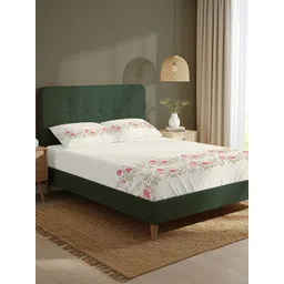 URBAN SPACE Cream-Coloured 200TC Fitted Cotton Super King Bedsheet Set 1.82 m x 1.98 m-picture-28
