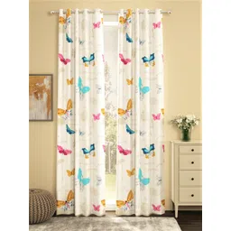 URBAN SPACE Cream-Coloured & Blue Set of 2 Door Curtains-picture-15