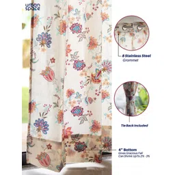 URBAN SPACE Cream-Coloured & Peach 2-Pieces Floral Cotton Door Curtains image 5
