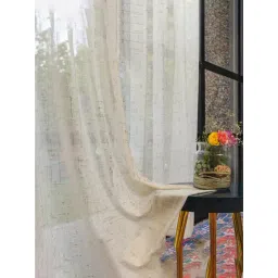 Urban Space Cream Polyester Printed Door Curtain with Eyelets & Tieback - Set of 2 (8 ft)-picture-21