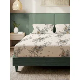 Urban Space Cream Printed Bedsheet Set Double-picture-34