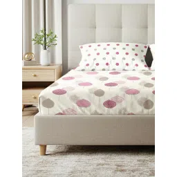 Urban Space Drops Pink Cotton Printed 200 TC King Bedsheet Cotton with 2 Pillow Covers-picture-26