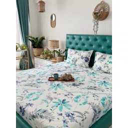 URBAN SPACE Floral Feast Printed 200 TC Pure Cotton King Bedsheet & 2 Pillow Covers-picture-15