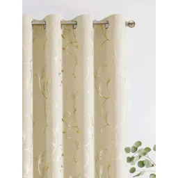 Urban Space Floral Vine Beige Polyester Black Out Door Curtain-picture-12