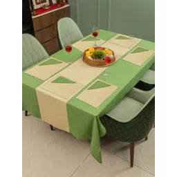 URBAN SPACE Green & Cream Coloured 13 Pieces Textured Cotton Table Linen Sets-picture-18