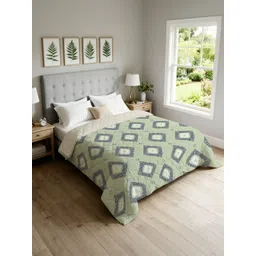 urban space Green & White Geometric Microfiber Ac Room Single Bed Blanket-picture-21