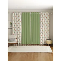 URBAN SPACE Green & White Set of 4 Ethnic Motifs Long Door Curtain-picture-12