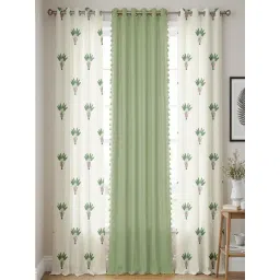 Urban Space Green Cotton Classic Curtains for Door - Set of 3-picture-24