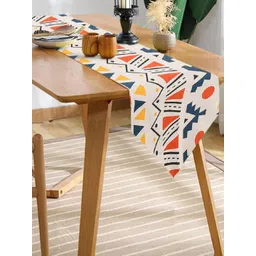 URBAN SPACE Grey & Blue Geometric Printed 6-Seater Cotton Table Runner-image-11