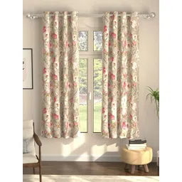 URBAN SPACE Grey & Pink Floral Printed 2 Pieces Black Out Window Curtains-picture-20