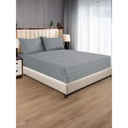 URBAN SPACE Grey & White Geometric Cotton 300 TC King Bedsheet Set-2.74 cm x 2.74 cm-picture-11