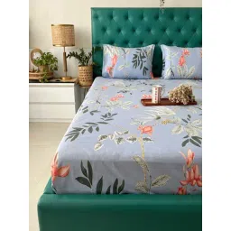 Urban Space Grey Cotton 200 TC Single Bedsheet with 1 Pillow Cover-image-18