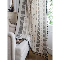 Urban Space Grey Cotton Door Curtain With Tieback & Eyelet-image-15