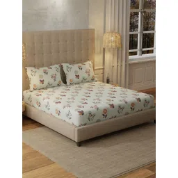 URBAN SPACE Grey Floral 200 TC Cotton King Bedsheet Set 2.74m x 2.74m-image-35