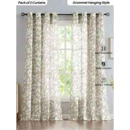 Urban Space Grey Polyester Door Curtain With Tieback & Eyelet - Set of 2 image 1