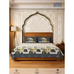 Urban Space Grey Serene 300 Tc Cotton Bedsheet with 2 Pillow Covers (Pack of 3) (Double)-image-33