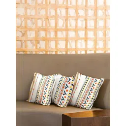 Urban Space Ikkat Orange Cotton Cushion Covers - Set of 3-picture-43