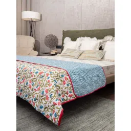 Urban Space Kashmir Pink & Blue Microfibre 300 GSM Ac Room Double Bed Blanket-picture-15