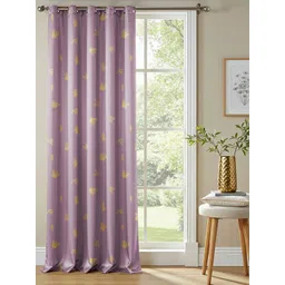 URBAN SPACE Lavender & Yellow Printed Cotton Black Out Window Curtain-picture-21