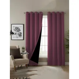 Urban Space Maroon & Black Polyester Door Curtain with Eyelets & Tieback - Set of 2 (7 ft)-picture-15