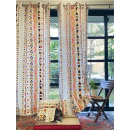Urban Space Multicolor Cotton Boho Printed Long Door Curtain - Set of 2-picture-48