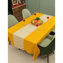 Urban Space Mustard & Beige Cotton 6Pcs Pure Cotton Textured Table Linen Sets-picture-17