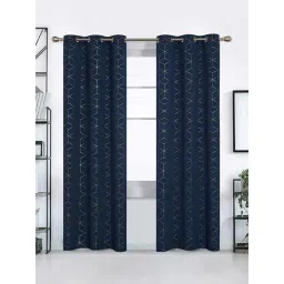 Urban Space Navy Blue Polyester Door Curtain With Tieback & Eyelet-picture-48