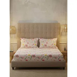 Urban Space New Serene Meadows Rose Pink Cotton 200 TC Bedsheet With 2 Pillow Cover-picture-28