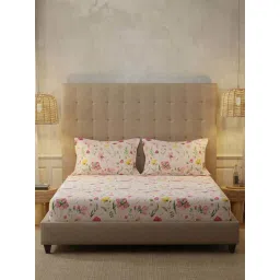Urban Space New Serene Meadows Rose Pink Cotton 200 TC Bedsheet With 2 Pillow Cover-picture-29