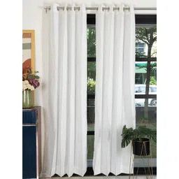 URBAN SPACE Off White 2 Pieces Embroidered Cotton Door Curtains-picture-14