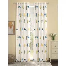 URBAN SPACE Off-White & Blue Set of 2 Door Curtains-picture-13