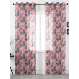Urban Space Pink & Grey Polyester Printed Sheer Long Door Curtain - Set of 2-picture-21